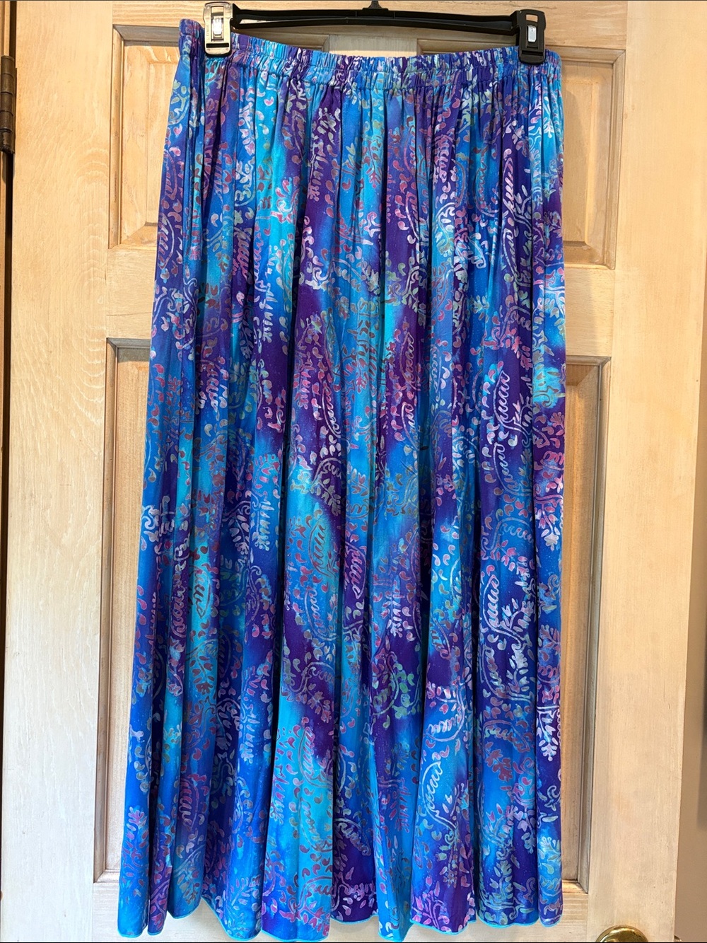 Blue & Purple Batik Women's Maxi Skirt XXL